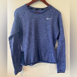Nike Women's Heathered‎ Blue Running Workout Long Sleeve Top